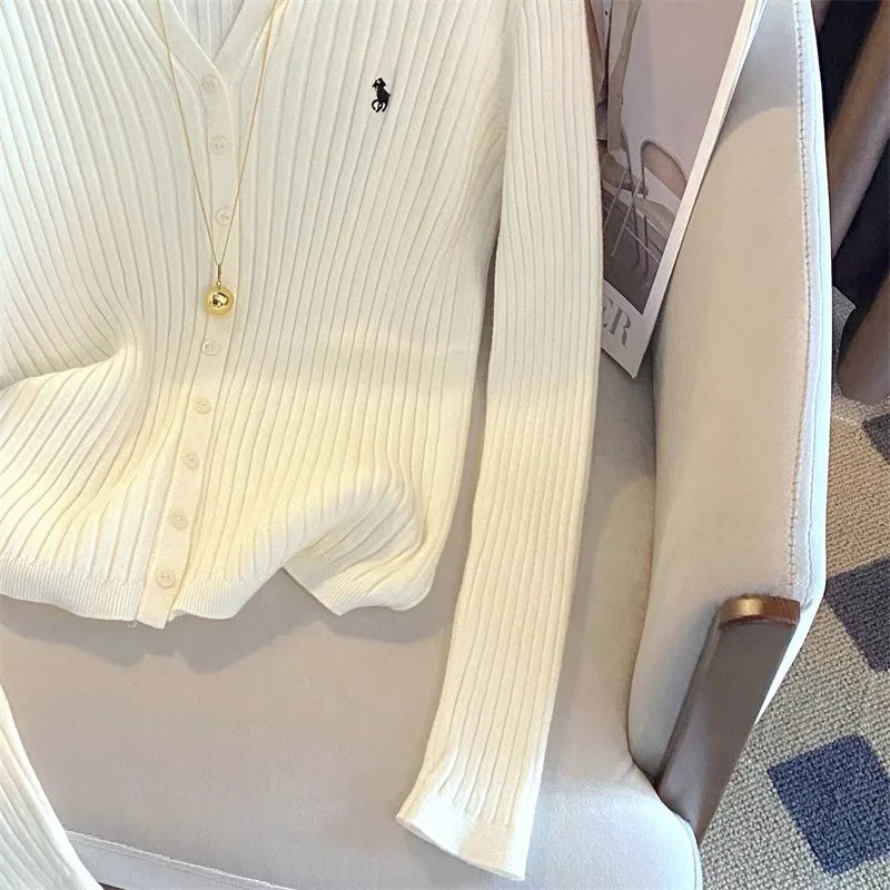 YuooMuoo Y2K Embroidered Knit Cardigan – Korean Streetwear Style