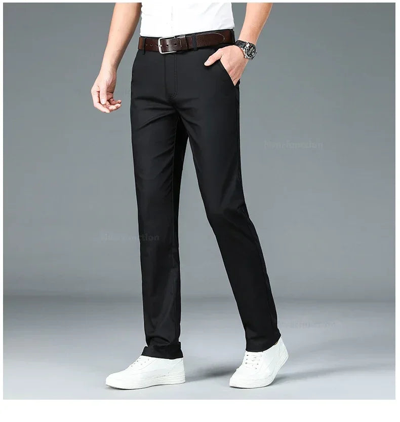 Men’s Bamboo Fiber Dress Pants – Slim Fit Summer Trousers