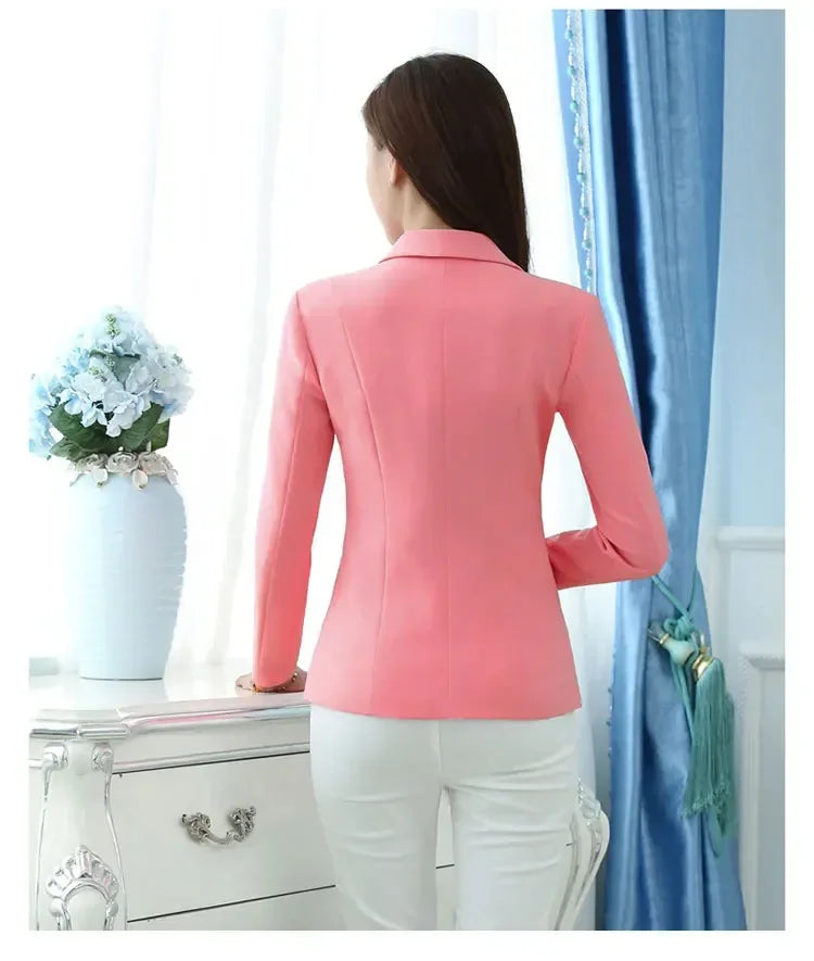 Women’s Pink Office Blazer – Elegant Long Sleeve Work Jacket (Up to 5XL)