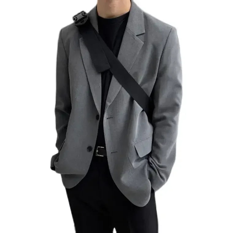 Men’s Oversized Blazer – Plus Size Gray Spring Suit Jacket