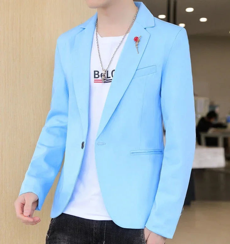Men’s Cropped Yellow Blazer – Slim Fit Summer Fashion Jacket