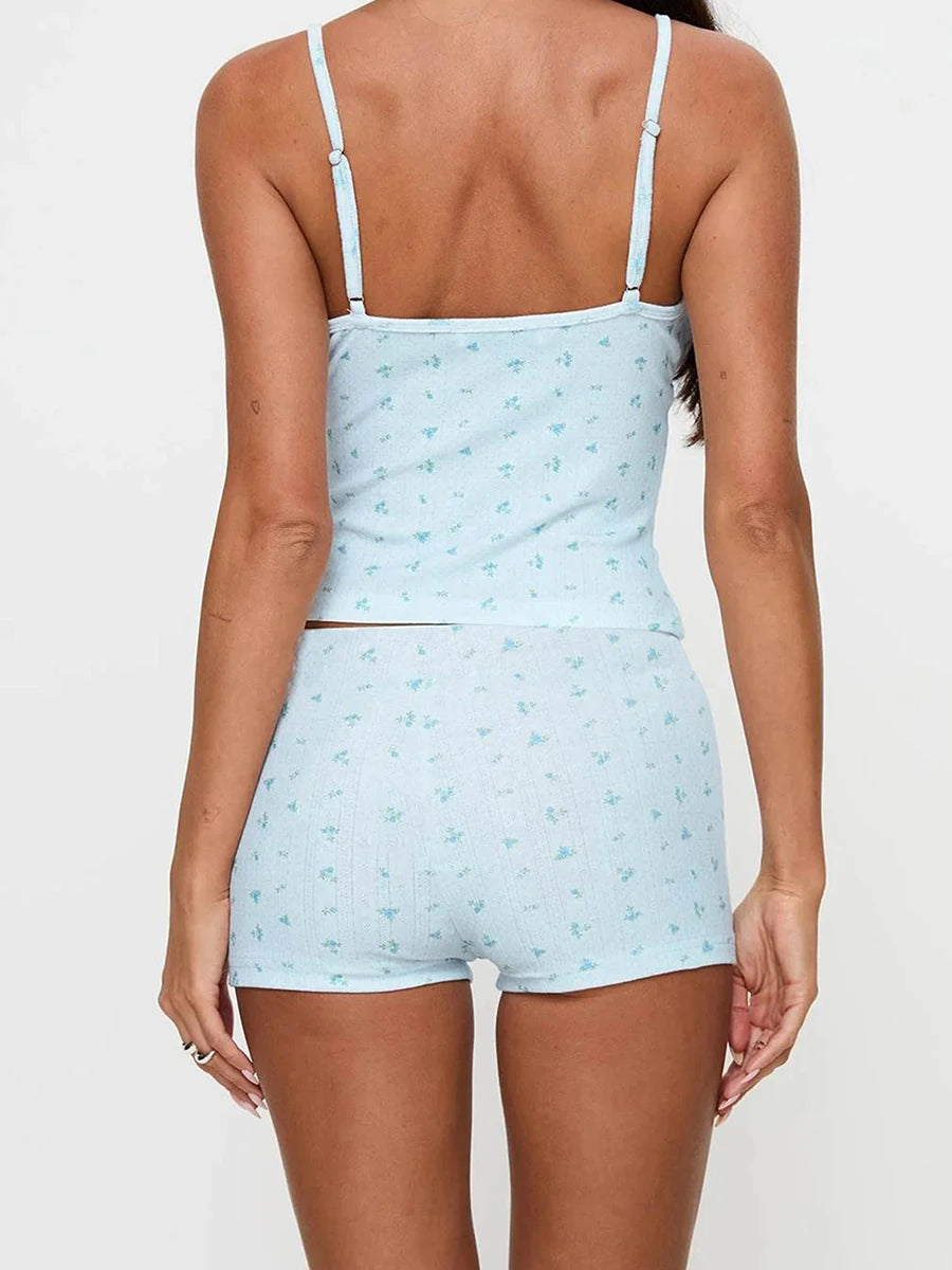 Women’s Animal Print Pajama Set – Tank Top & Shorts