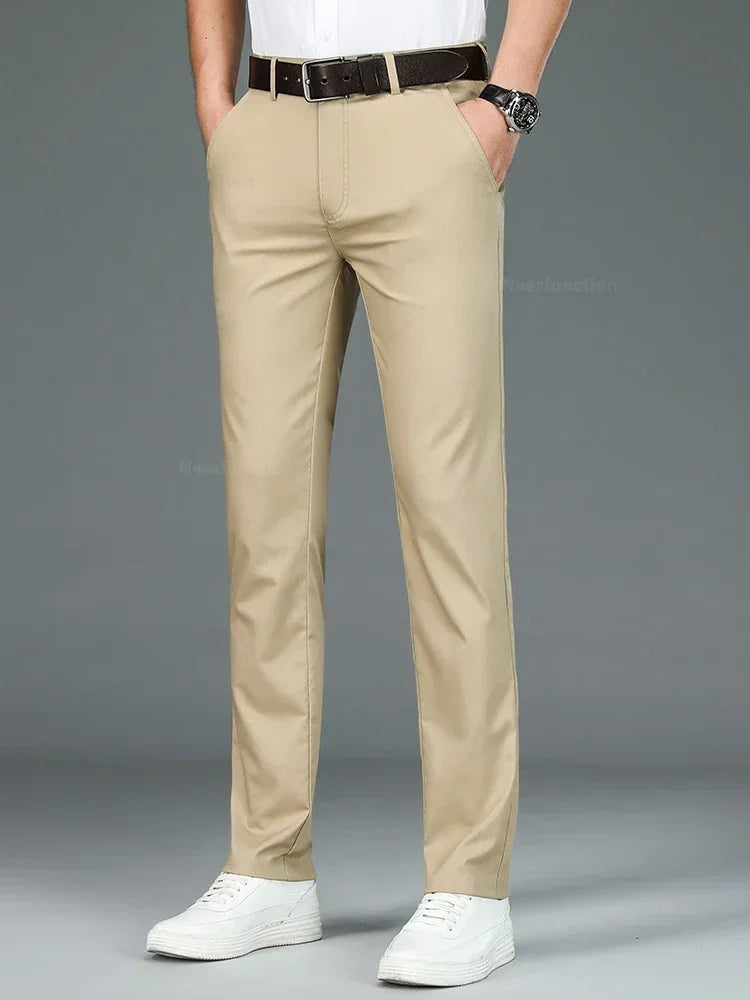Men’s Bamboo Fiber Dress Pants – Slim Fit Summer Trousers