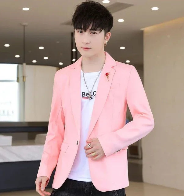Men’s Cropped Yellow Blazer – Slim Fit Summer Fashion Jacket