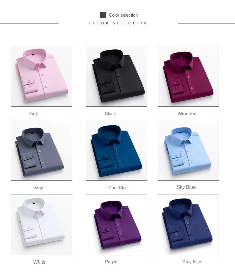 Men’s Slim Fit Navy Work Shirt – Long Sleeve Non-Iron Dress Shirt