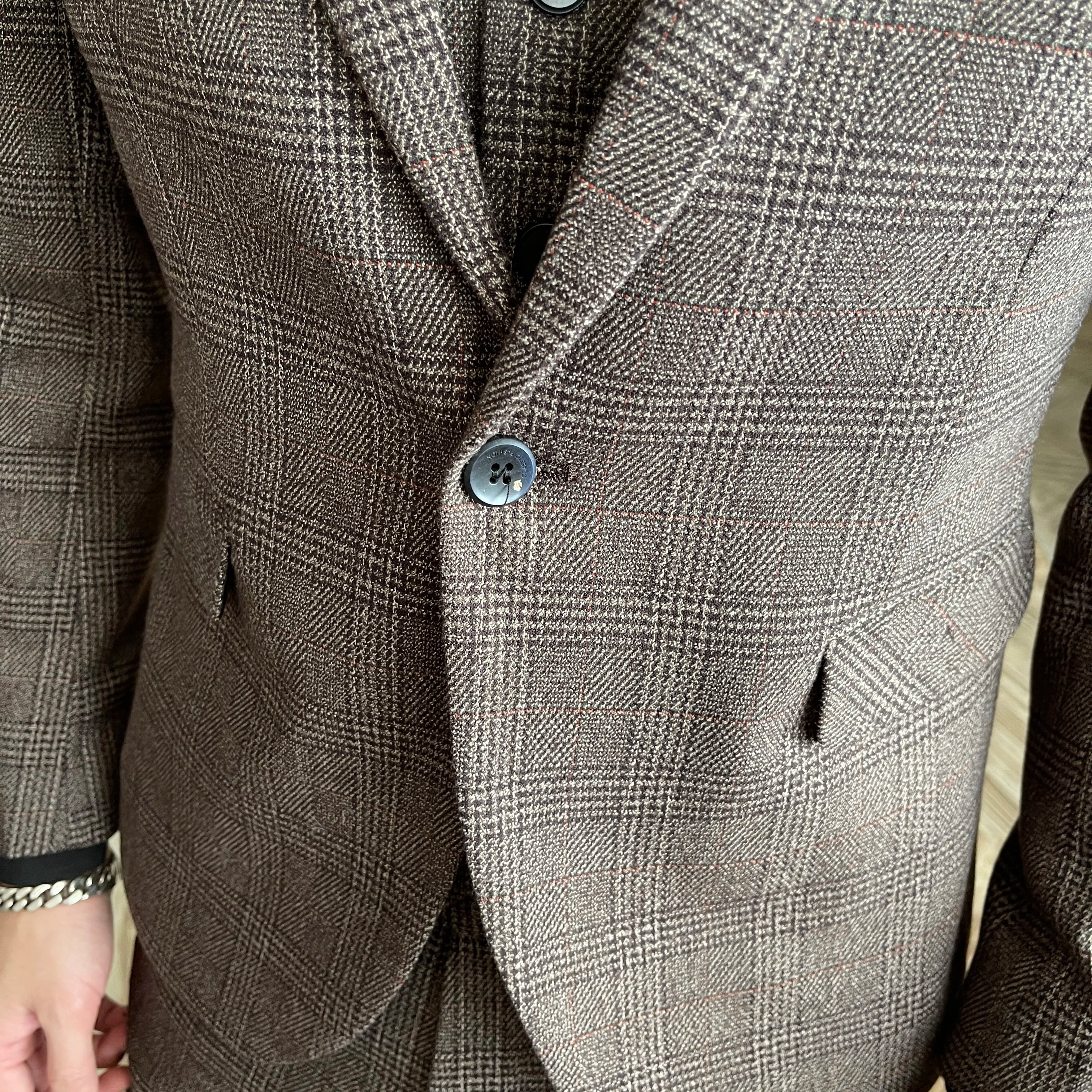 Men’s Korean Plaid 3-Piece Suit – Blazer, Vest & Trousers Set
