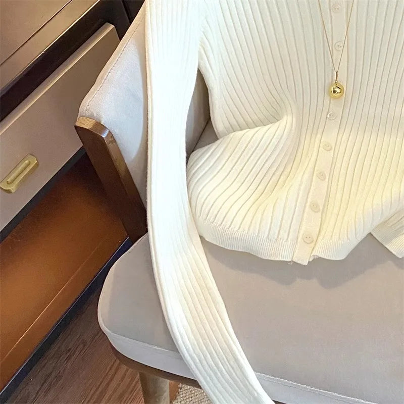 YuooMuoo Y2K Embroidered Knit Cardigan – Korean Streetwear Style