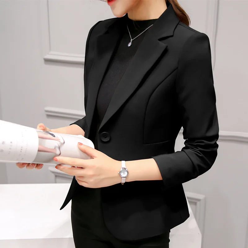 Women’s Blue Office Blazer – Slim Fit Long Sleeve Jacket (2025)