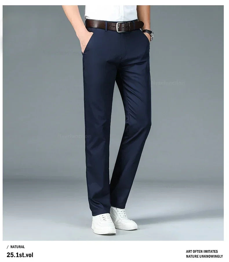 Men’s Bamboo Fiber Dress Pants – Slim Fit Summer Trousers