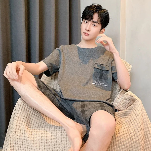 Men’s Summer Pajama Set – Short Sleeve & Shorts 2-Piece Loungewear