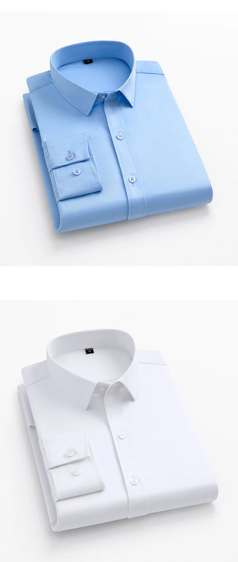 Men’s Slim Fit Navy Work Shirt – Long Sleeve Non-Iron Dress Shirt