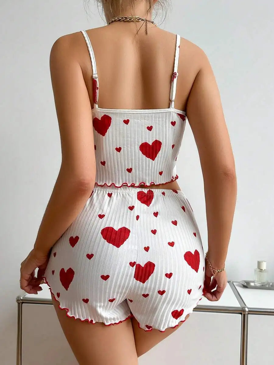 Women’s Heart Print Pajama Set