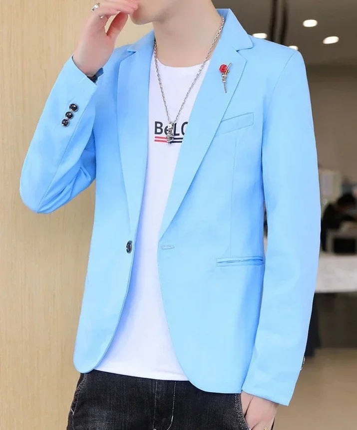 Men’s Cropped Yellow Blazer – Slim Fit Summer Fashion Jacket