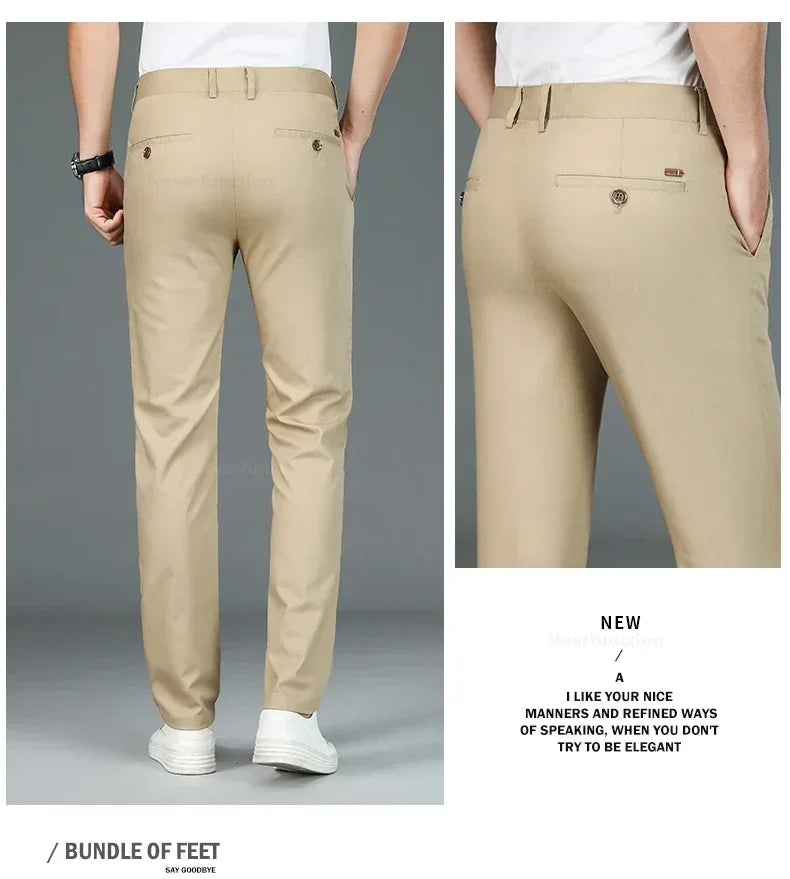 Men’s Bamboo Fiber Dress Pants – Slim Fit Summer Trousers