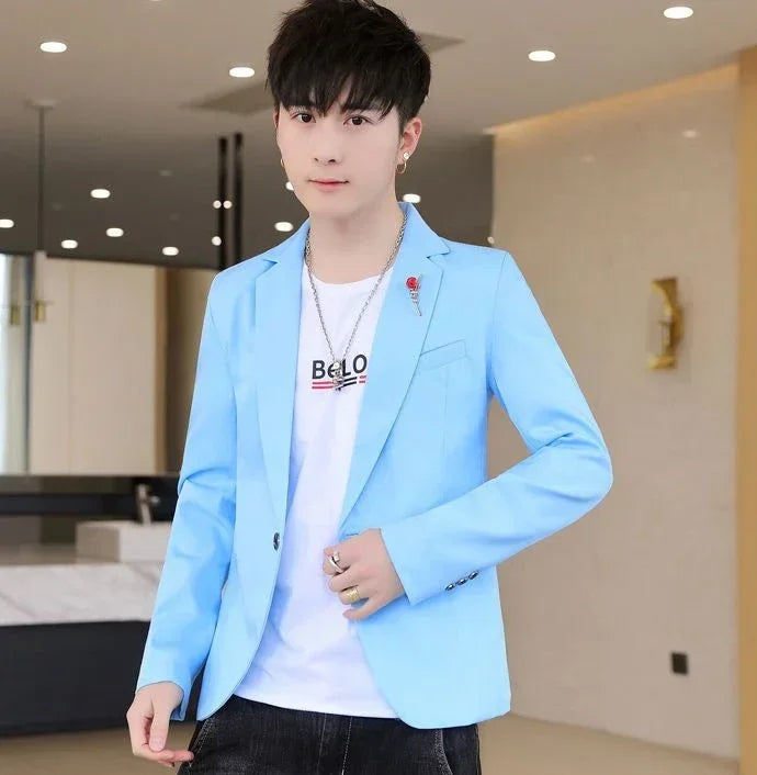 Men’s Cropped Yellow Blazer – Slim Fit Summer Fashion Jacket