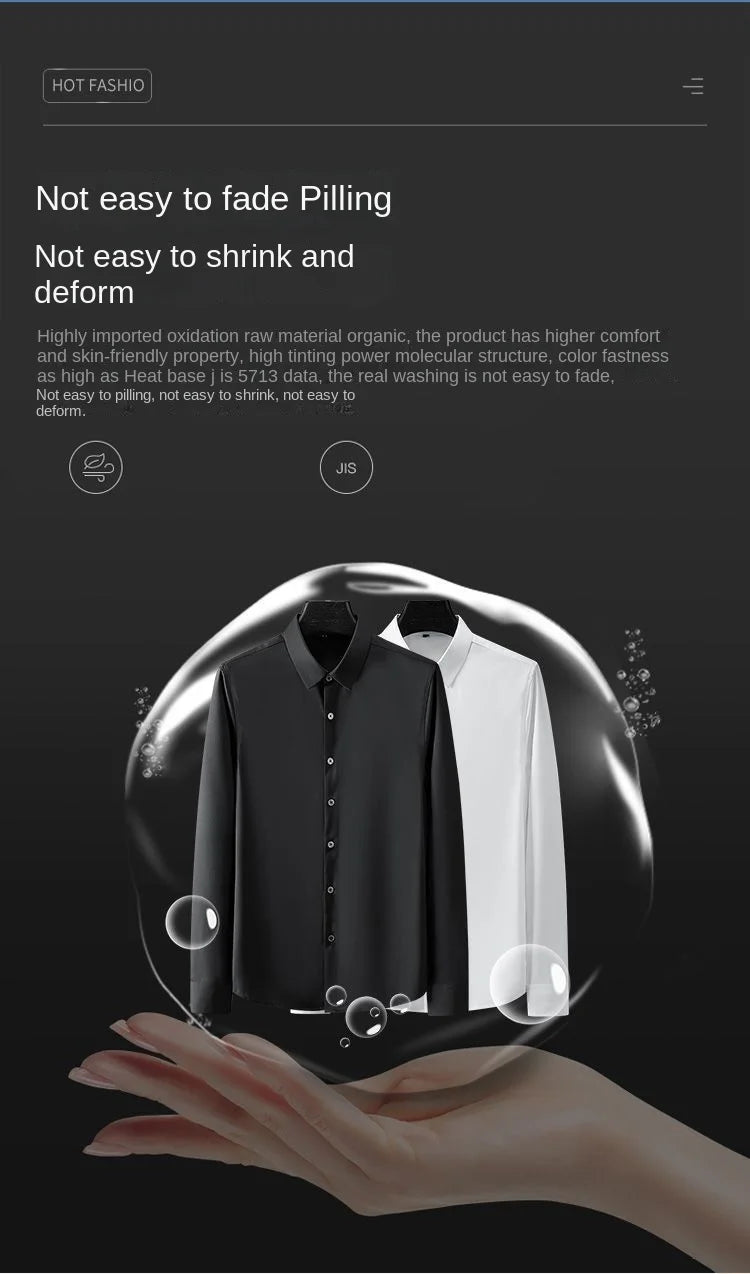 Men’s Non-Iron White Dress Shirt – Long Sleeve Business Shirt (S-5XL)