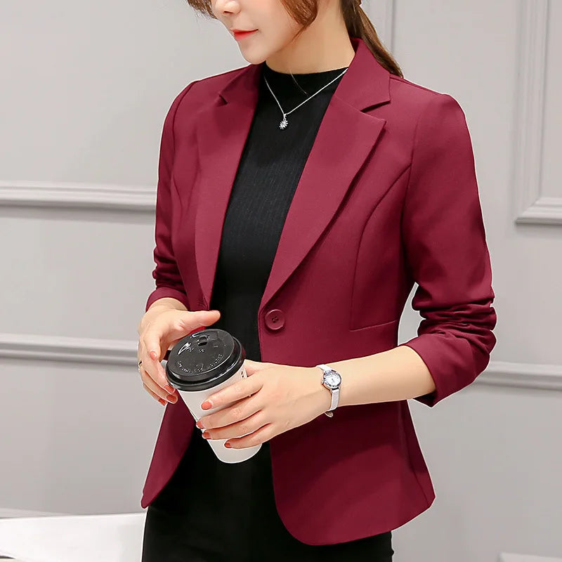 Women’s Blue Office Blazer – Slim Fit Long Sleeve Jacket (2025)