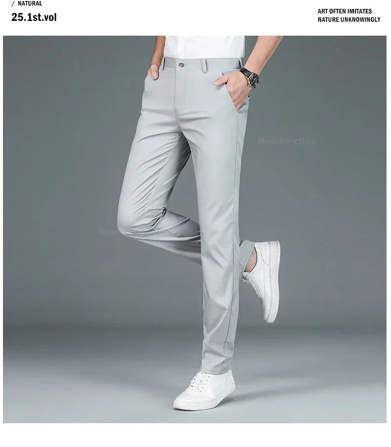 Men’s Bamboo Fiber Dress Pants – Slim Fit Summer Trousers