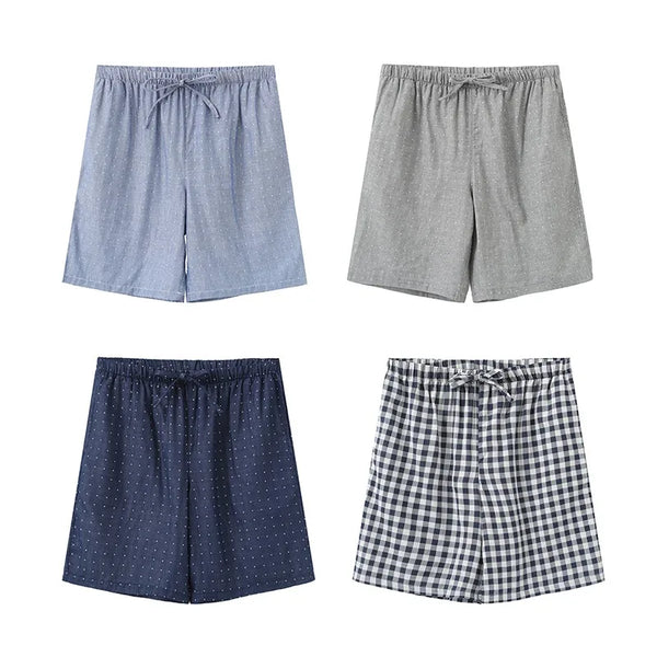 Men’s Cotton Pajama Shorts – Loose-Fit Double Gauze Summer Loungewear